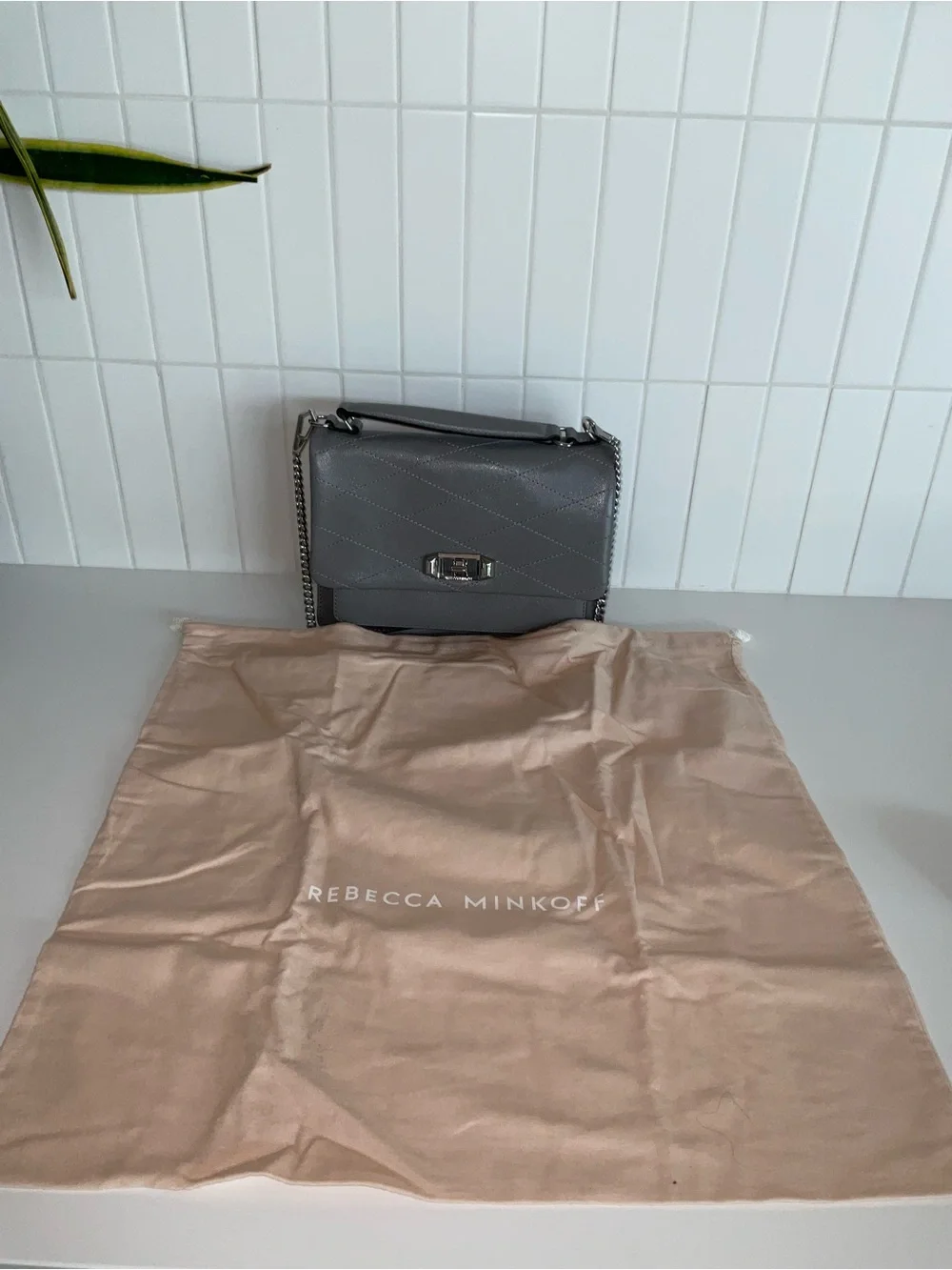 Rebecca Minkoff Quilted Gray Top-Handle Crossbody